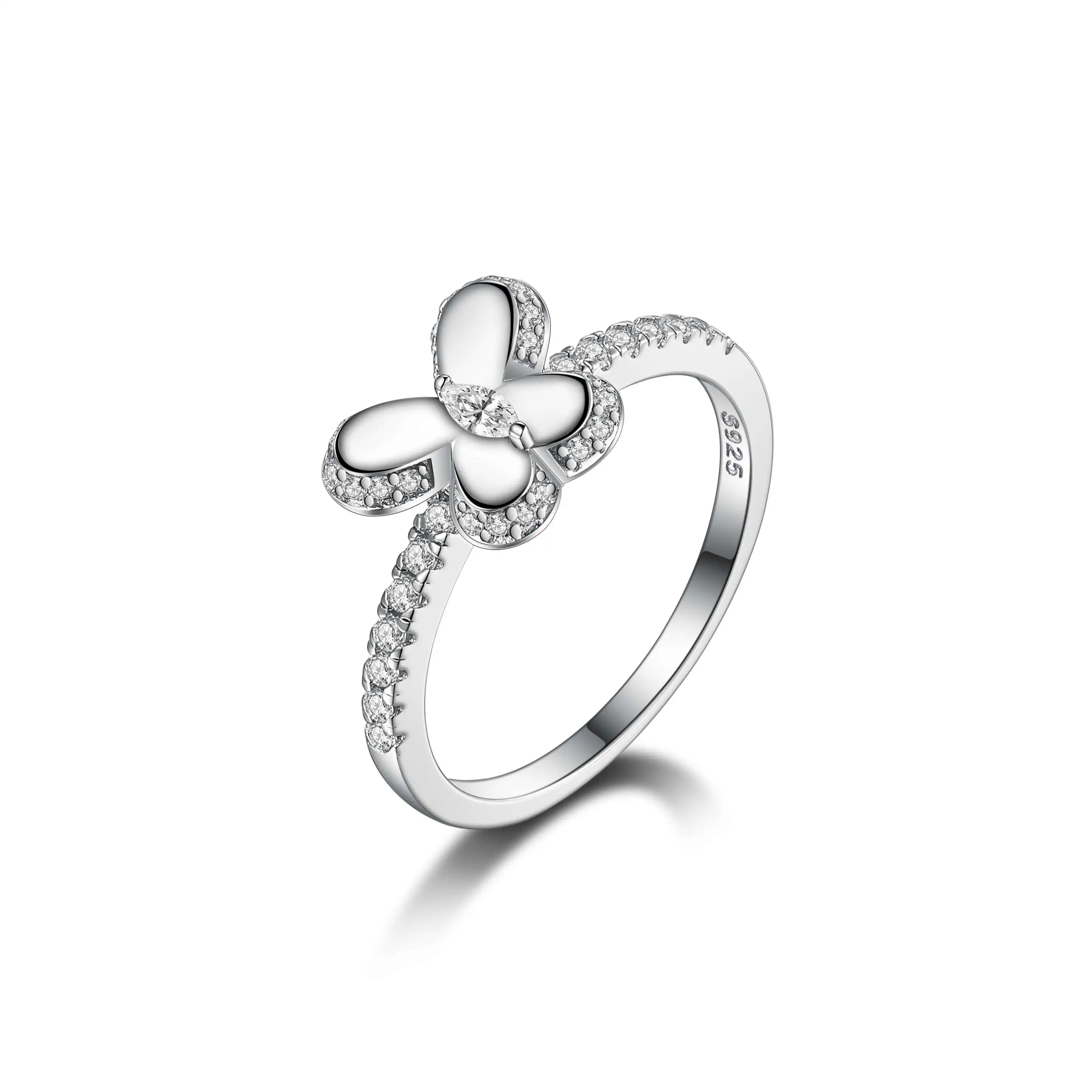 

Fashion Wholesale Rings Butterfly Jewelry Women Zircon 925 Sterling Silver Butterfly Ring