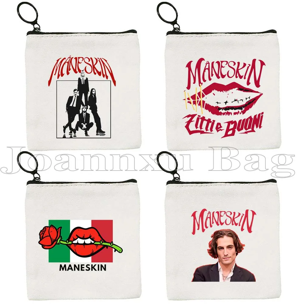 Maneskin Damiano David Italia Music Band MAMMAMIA Victoria Damian Fan Birthday Gifts Canvas Coin Purse Key Case Bag Wallet Pouch