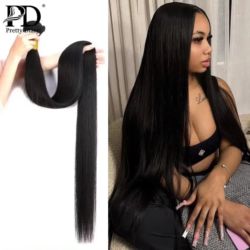 30 40 Inch Bone Straight Human Hair Weave Bundle 2 3 4 Bundles Raw Virgin Remy Indian Doule Drawn Wholesale Natural