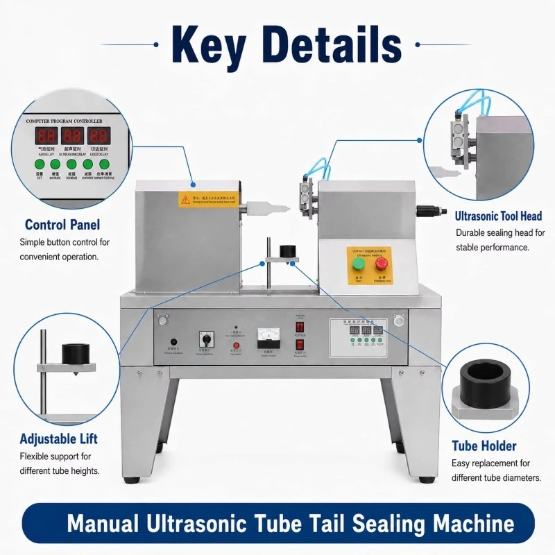 Manual Hand Tube Sealer Heavy Duty Stainless Steel Basic Manual Sealing Machine with Copper Letter Coding