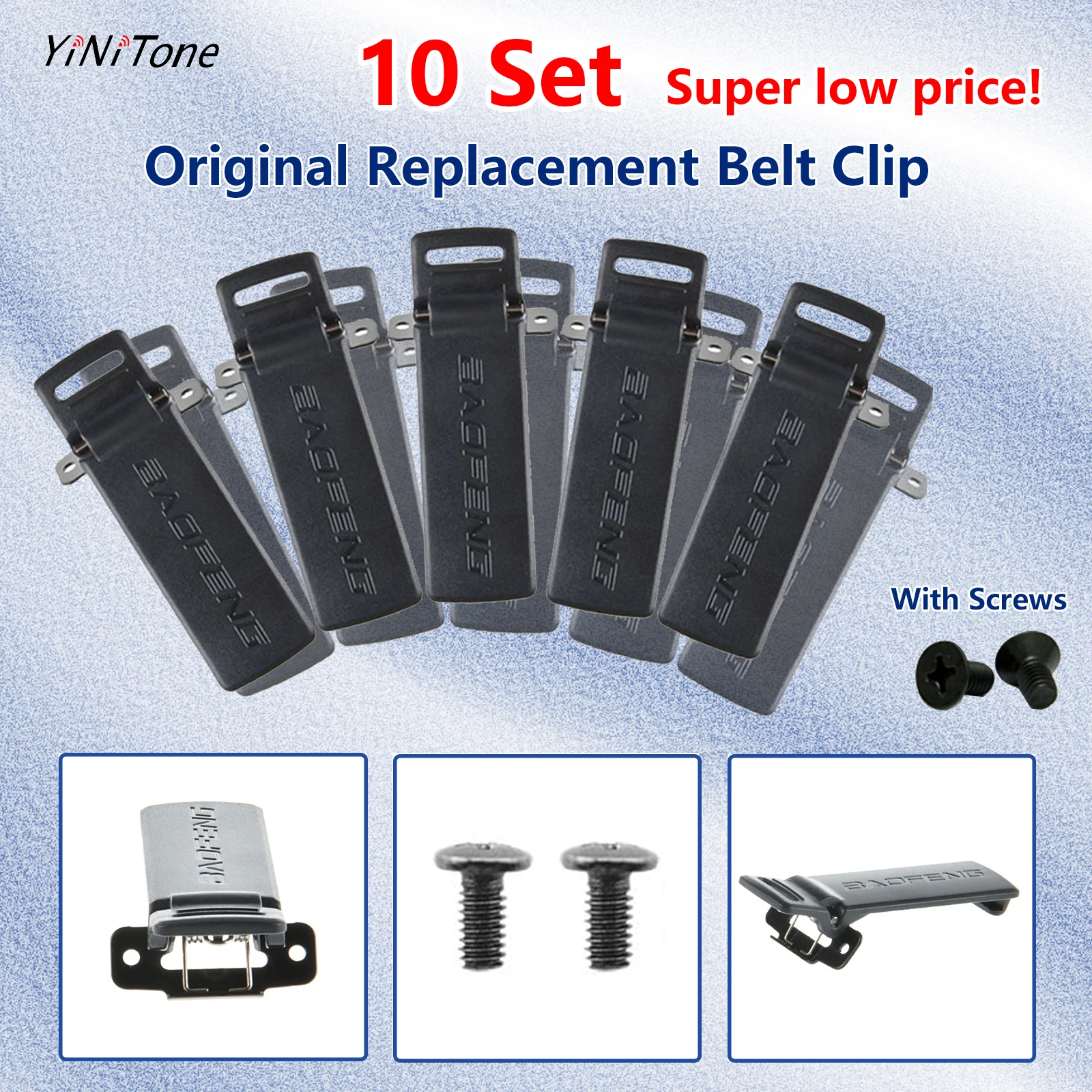 

UV5R Original battery back Clip with Screws for Baofeng UV5RA UV5RB U5RC TYT THF8 Ham Two Way Radio Replacement Belt Clip 10Pcs