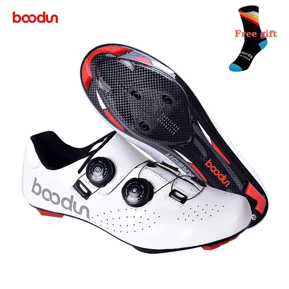 boodun 2020 new cycling shoes leather ultra-light carbon fiber road bike shoes non-slip wear-resistant professional lock shoes