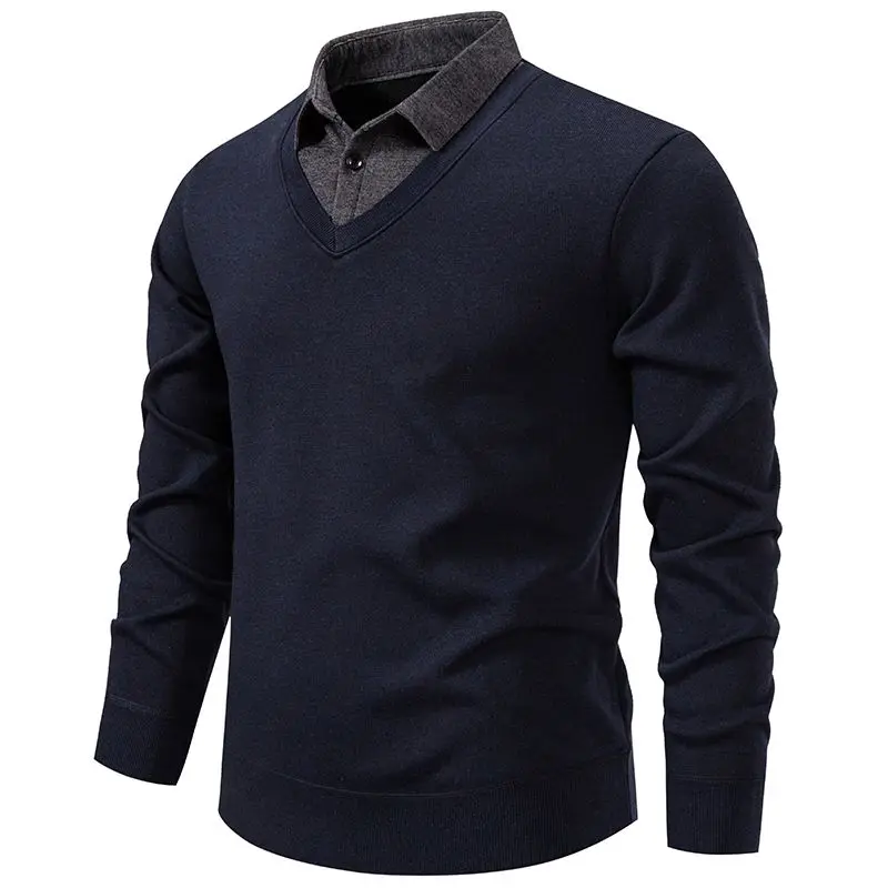 

Autumn Winter Thiened irt Collar Sweater Men's Faionable Trendy Warm Base Layer Knittedwear Inner Wear Chinese Brand