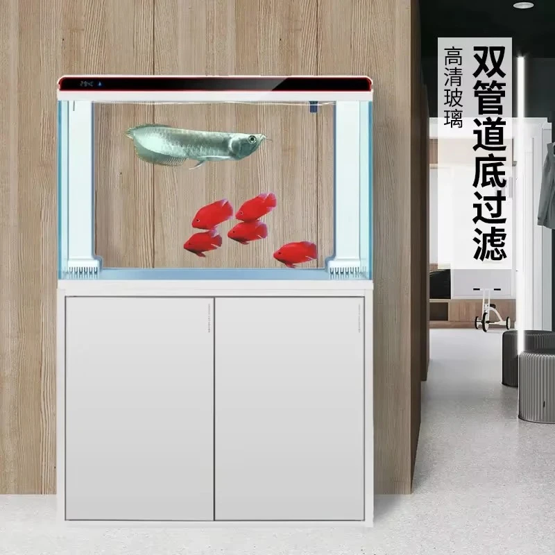 ultra-white glass large bottom filter fish tank aquarium ecological small tank