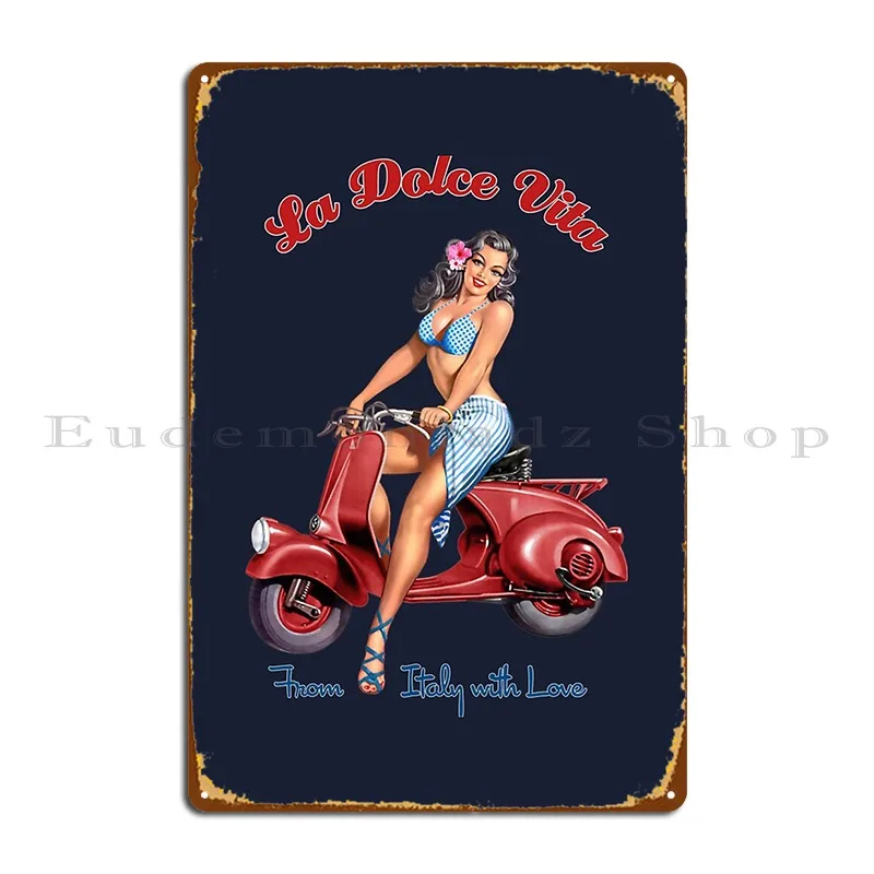 La Dolce Vita Metal Plaque Classic Wall Cave Printing Mural Wall Decor Tin Sign Poster