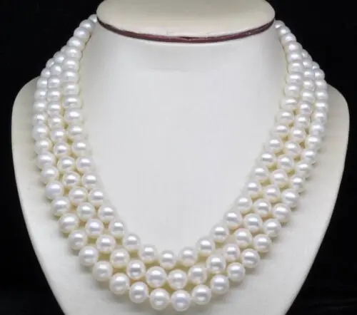 

8-9MM AA++ White Freshwater Culture Round Pearl Necklaces 51"