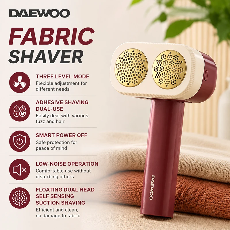 Daewoo M7 Fabric Shaver 3Speed Self Sensing Titanium Mesh Patented Dual Head Lint Remover Built Sticker Roller Safety Protection