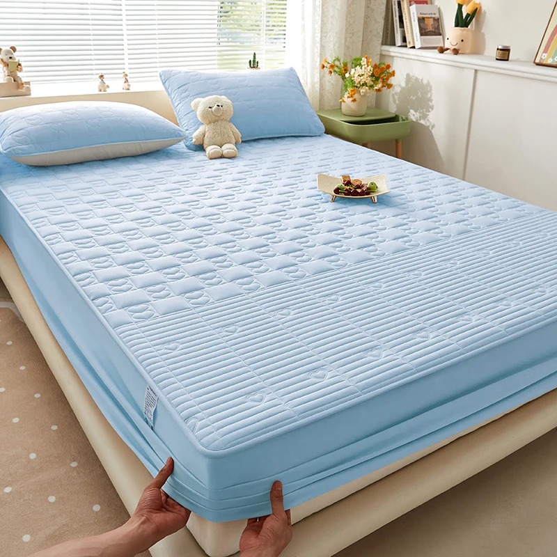 Waterproof Quilted Mattress Protector, Fitted Sheet with 30cm Deep Pocket, Anti-Mite Antibacterial Washable Mattress Cover