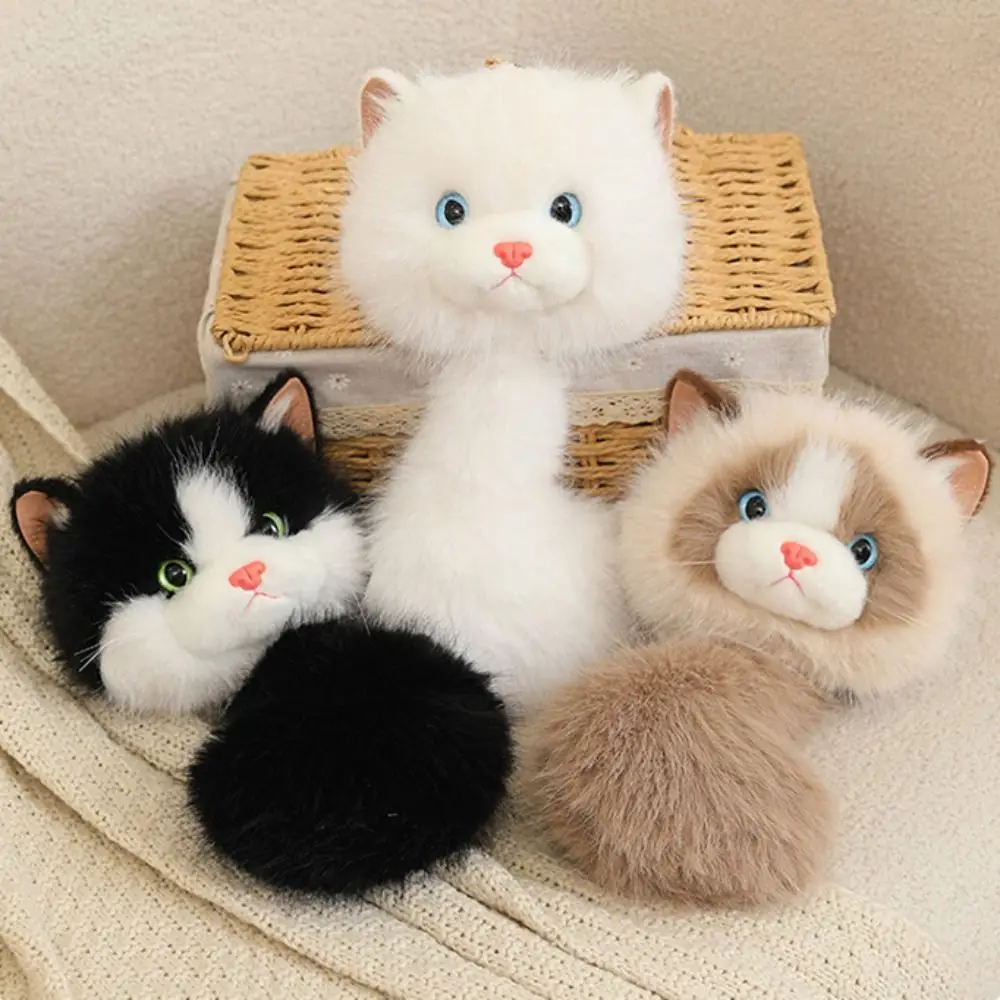 Cute Kitten 33CM Cat Plush Keychain Long Tail Big Head Kitten Pendant Cute with Wallet Ragdoll Cat Stuffed Keychain Desk Decor