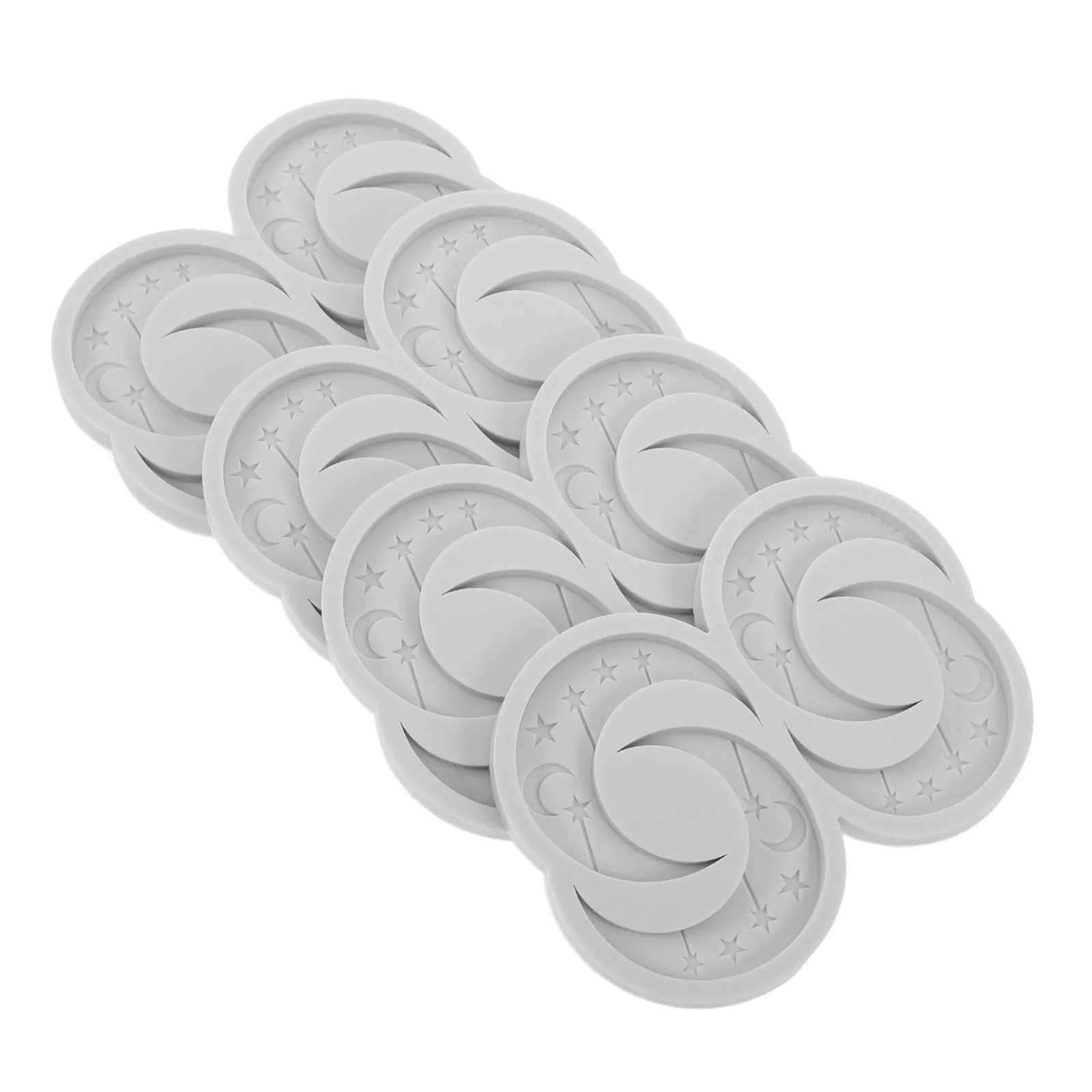 4Pcs Chocolate Mould Eid Mubarak Silicone Fondant Mold Decorative Star Moon Phase Pastry Cake Decorating Embossing Mold Baking