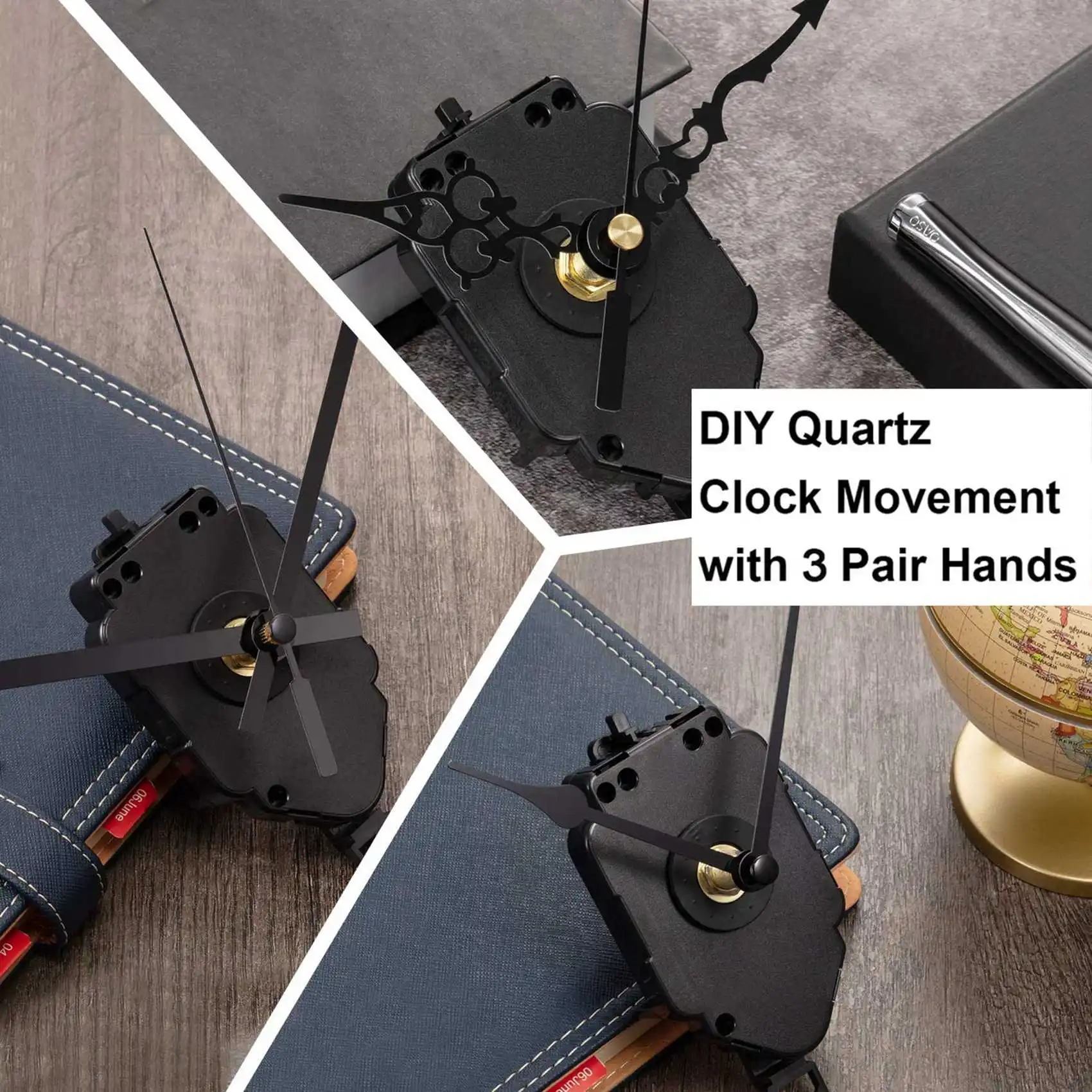 DIY Pendulum Clock Movement Mechanism with 3 Pairs Different Hands Quartz Repair Shaft Wall Clock Kit Parts Replacement