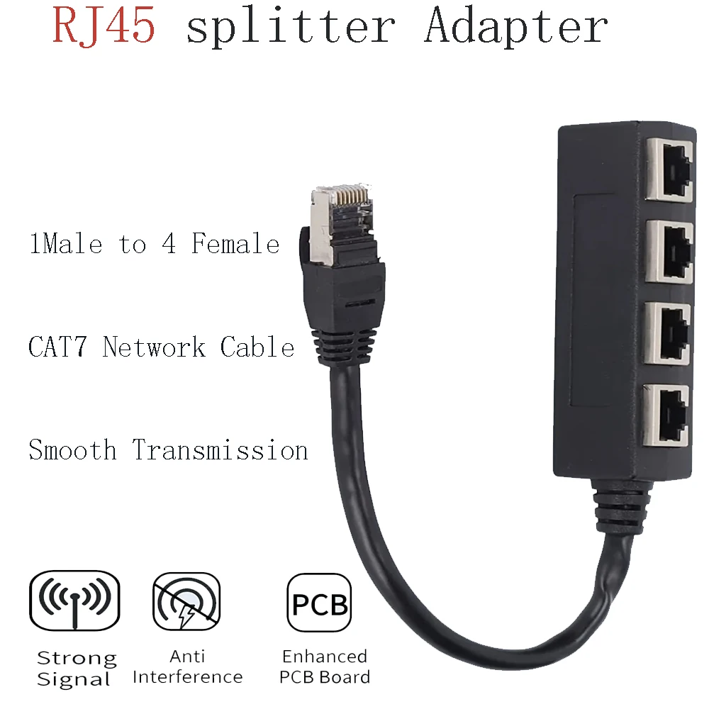 Ethernet Cable Splitter Network Adapter Ethernet Splitter 1 to2/ 3/4 Cable RJ45 LAN Ethernet Connector Adapter