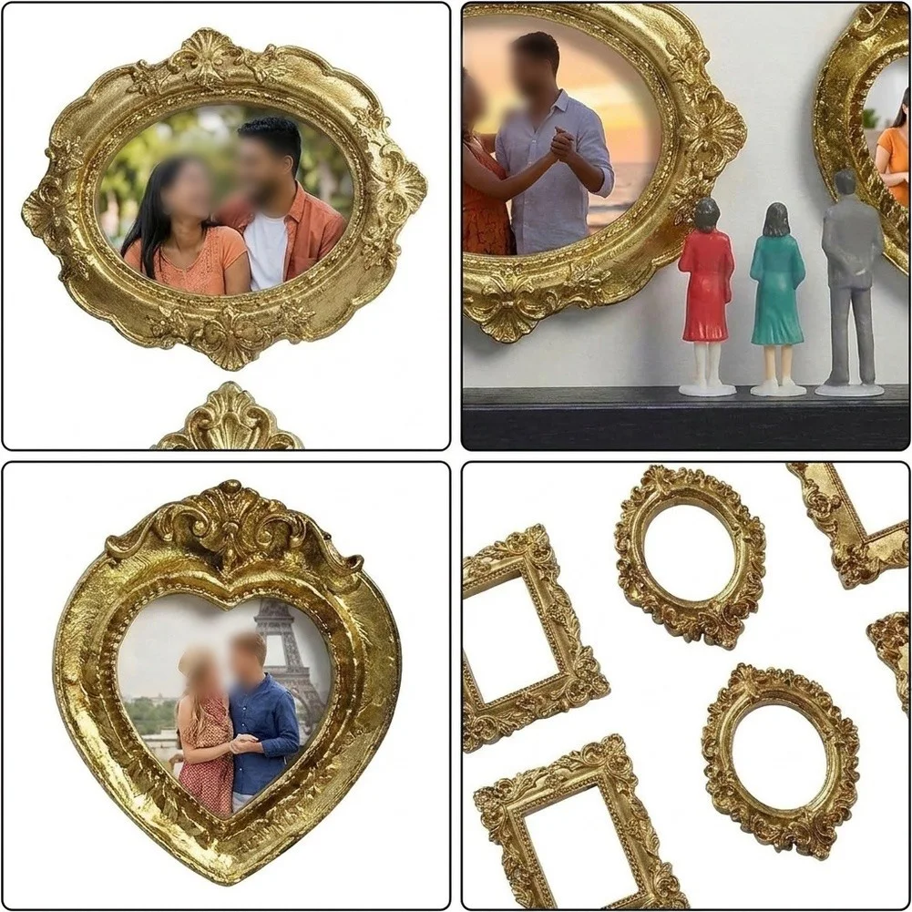 Memory-Aware Shadow Box Kit with 8 Gold Frames and 8 Figurines for Intentional Curation of Significant Life Chapters
