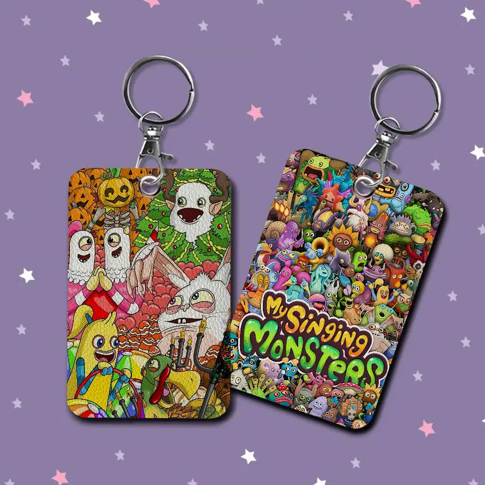 Game My Singing Monsters 1Pc Access Card Case Leather Card Holder Keychain Key Ring Door Access Tags ID Card Case Keychain
