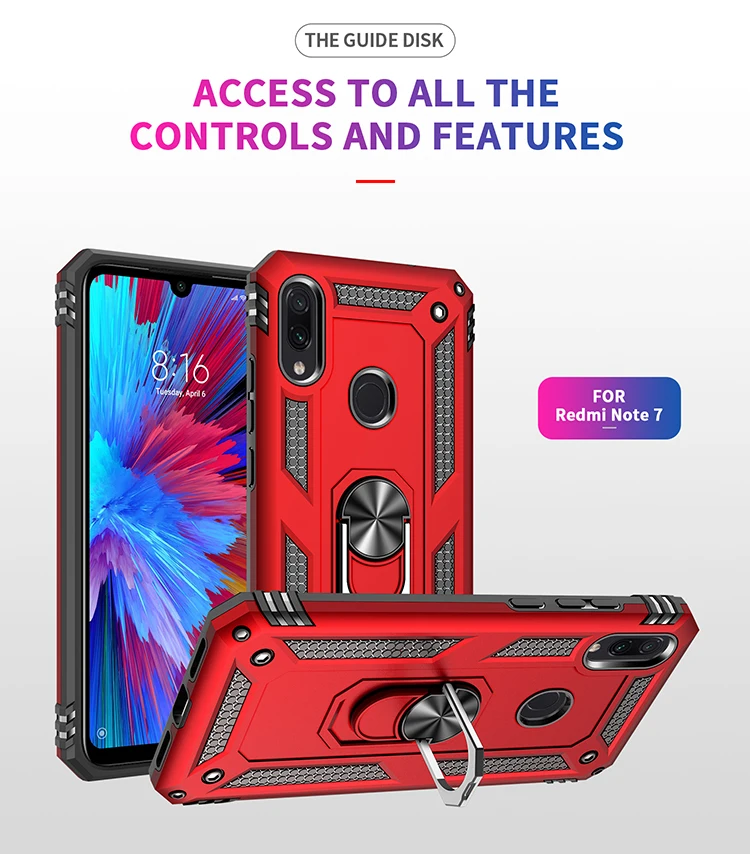 Armor Phone Case For Xiaomi Redmi Note 8 7 Pro 8A 7A K20 9T Pro Mi Play 9 SE CC9 A3 CC9E Mi9 Lite Protective Stand Cover Case