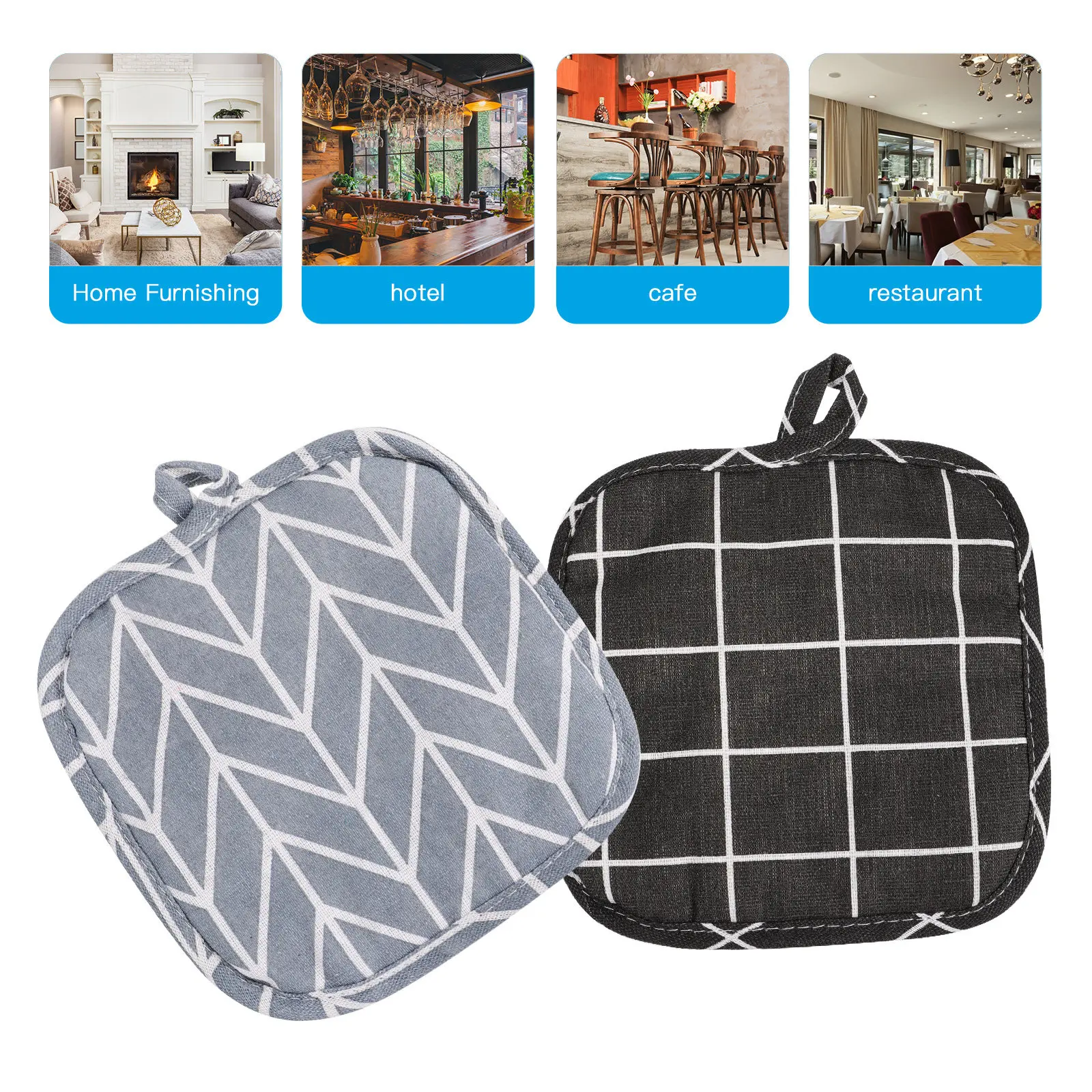 4Pcs Premium Cotton Linen Heat Insulation Placemats High Temperature Resistant Pot Mats for Kitchen Home Restaurant Cafe Decor