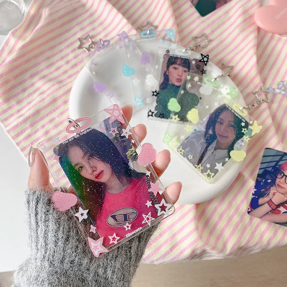 Wings Star - Portafotos Transparente de 3 Pulgadas para Tarjetas de Ídolos Kpop, Estuche Colgante para Exhibición de Polaroids