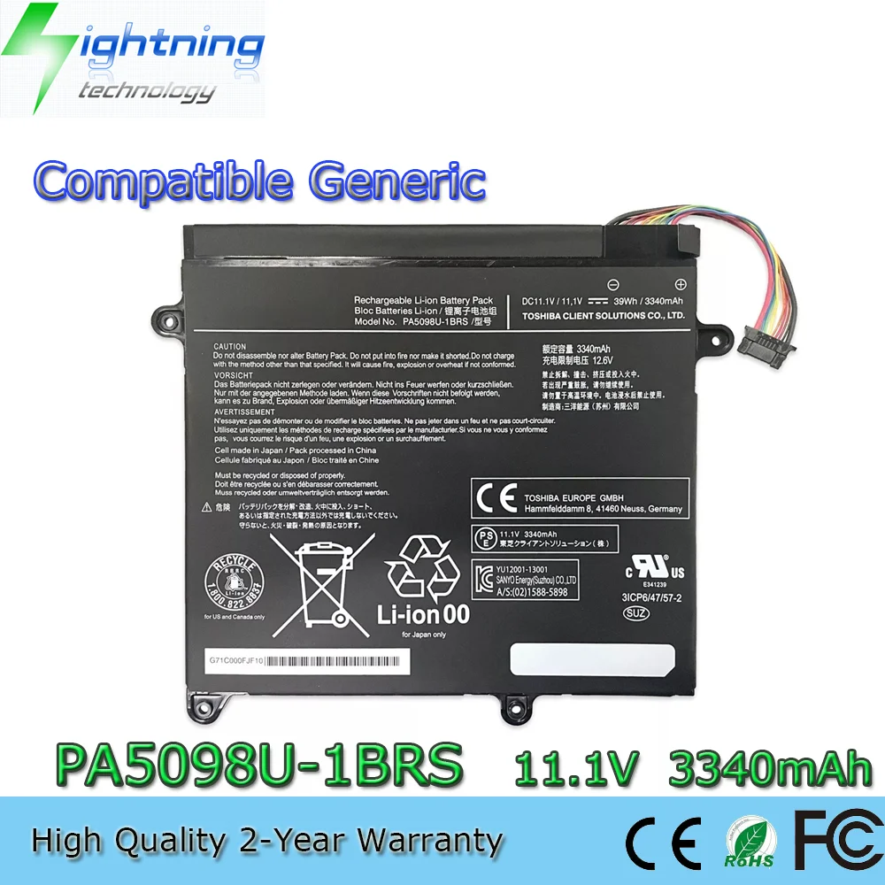 New Compatible Generic PA5098U-1BRS 11.1V 39Wh Laptop Battery for Toshiba Portege Z10T Z10T-A WT310-106 W310-108