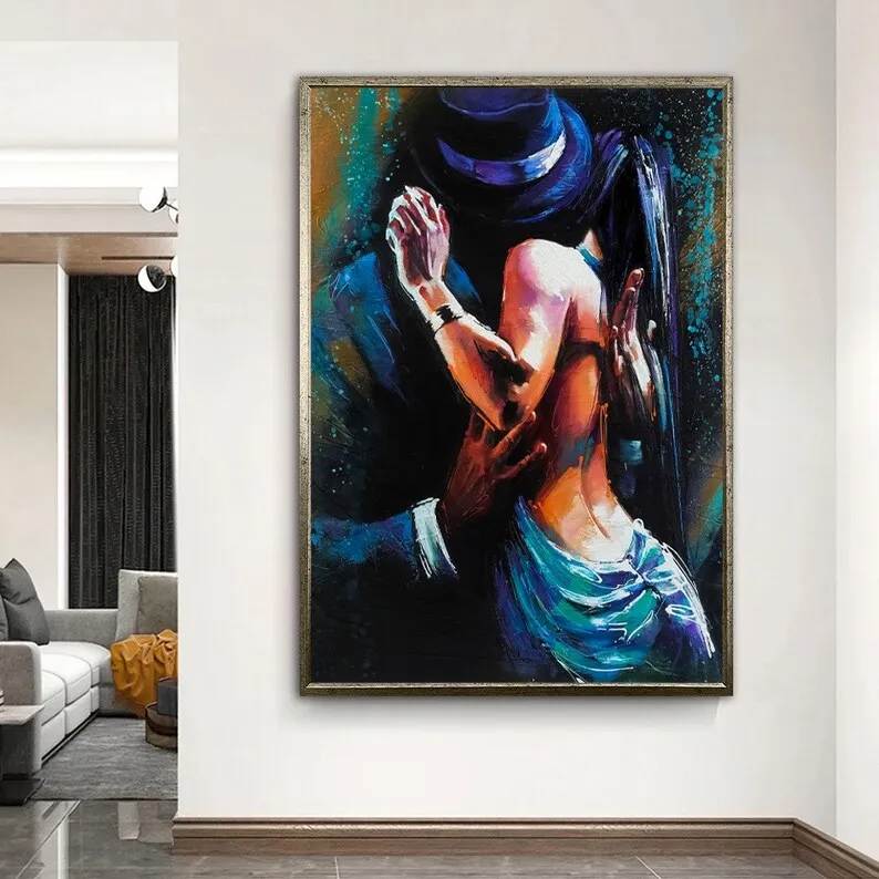 Tango Dancing Couple Canvas Oil Paintings Tango Dancers Poster And Prints Wall Art Work for Living Room Home Decoration Cuadros