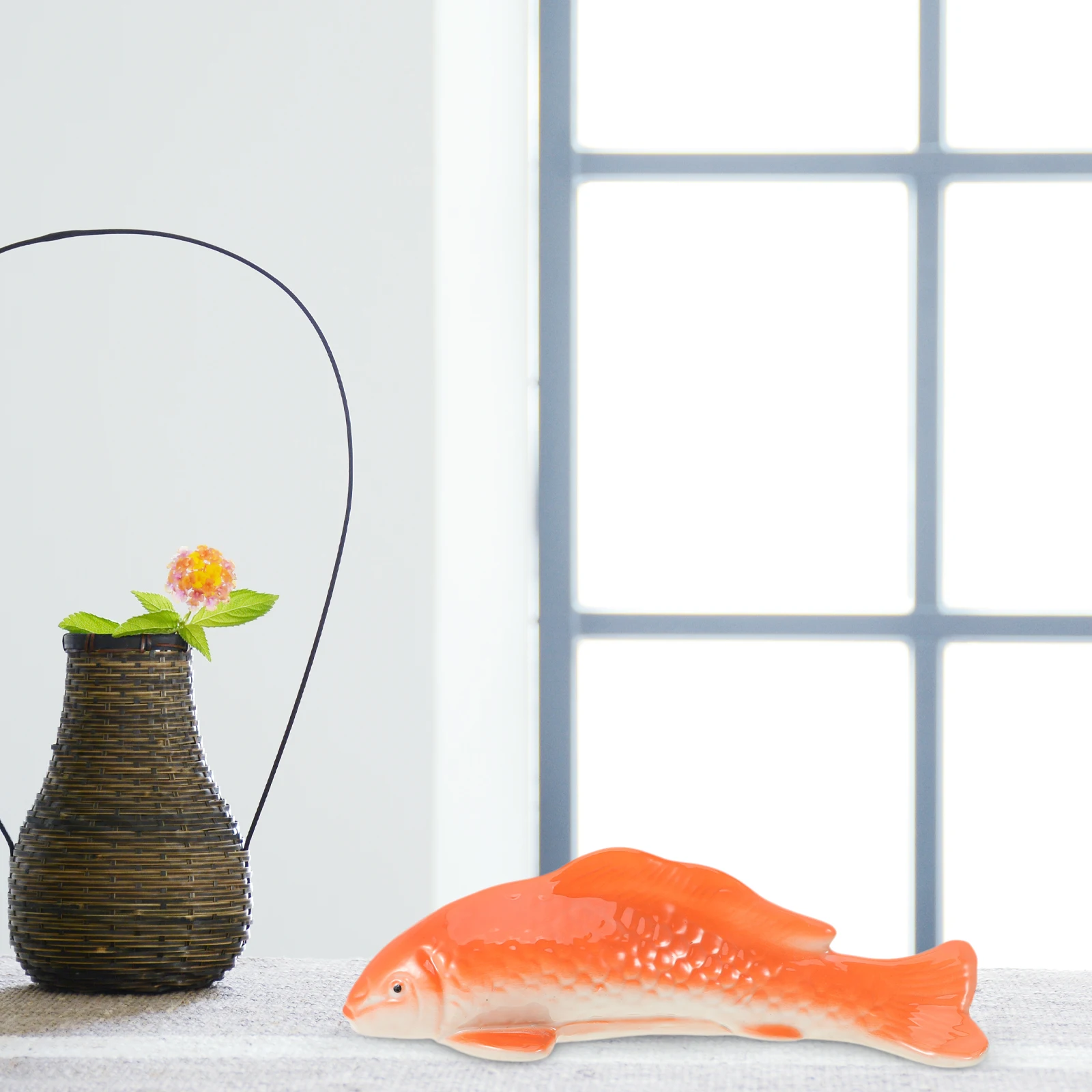

Ceramic Goldfish Sculpture High9cm Long28cm Wide8cm Floating Fish Tank Decorations Desk Aquarium Ornament Small Figurine