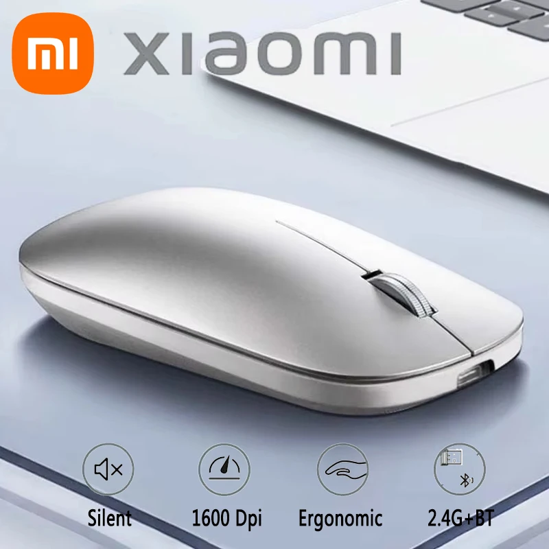 Xiaomi Silent Dual-mode Wireless Mouse Type-C Charging 2.4g Dpi Adjustable Rechargeable Ergonomic Morandi Portable Office Mouse