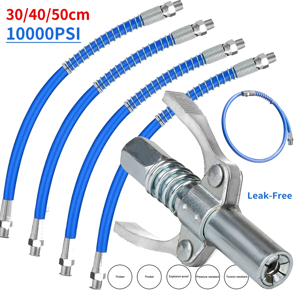 10000PSI Grease Gun Coupler Leak-Free Grease Nozzle Two Press Quick Release Grease Oil Pump Tip Easy To Push Lubrication Tools