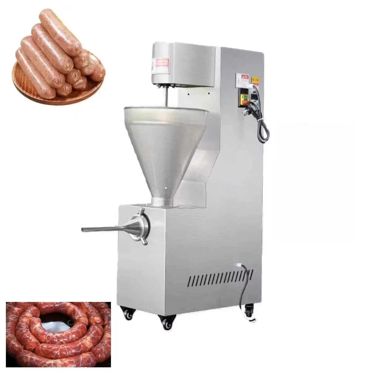 High Efficiency Electric Hydraulic Stainless Steel Sausage Stuffer New Condition Enema Machine Meat Processing 1500W Motor