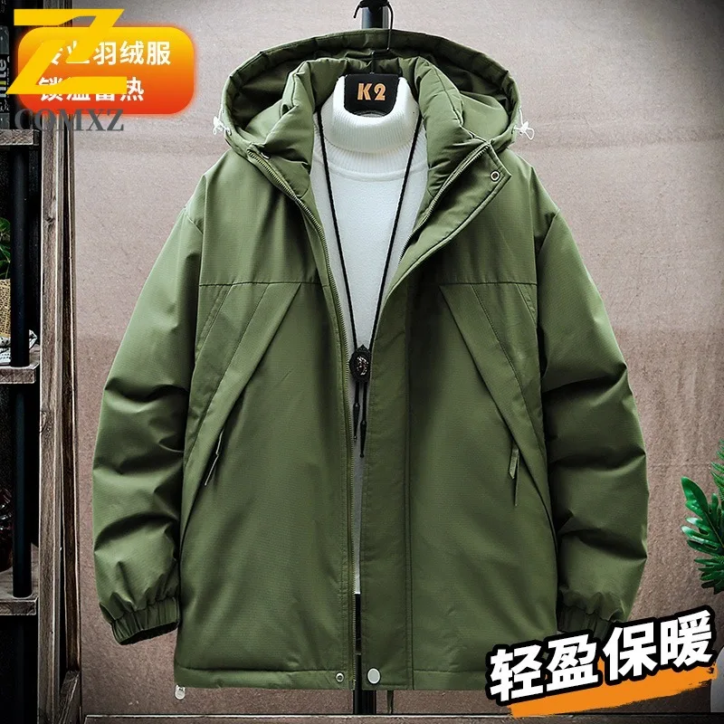 COMXZ Men Padding Coat Casual Solid Color Single Layer parker Outdoor Climbing Windproof Hiking Cold Protection Autumn Garment