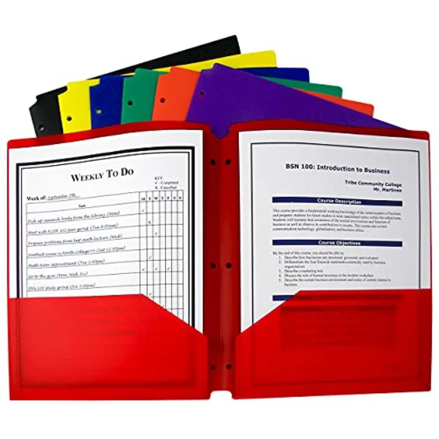 

Two-Pocket Heavyweight Poly Portfolio with 3-Hole Punch Colors 33930