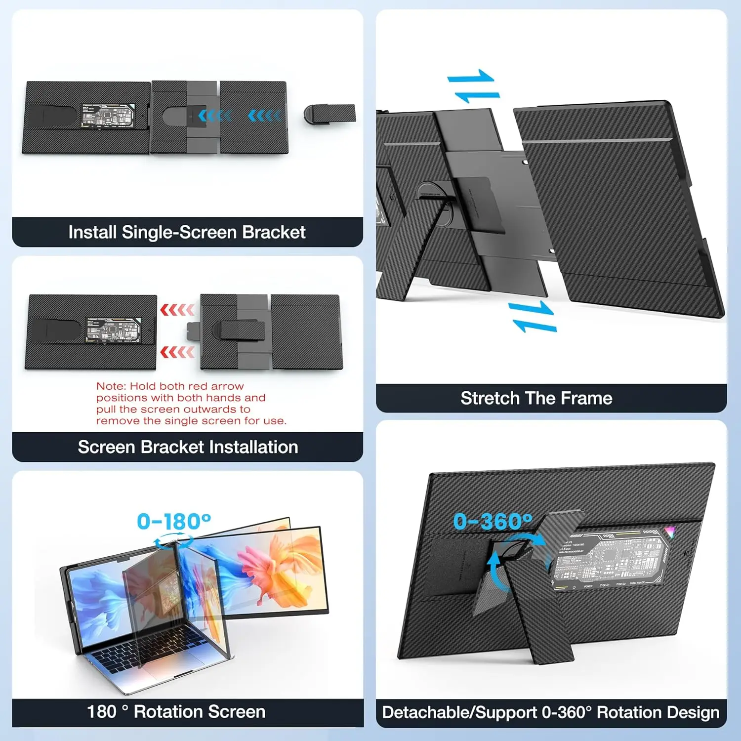 شاشة ممتازة 15.6 بوصة 1080P FHD 120% SRGB مزدوجة محمولة IPS لوحة شاشة الكمبيوتر المحمول موسع Mac وWindows متوافق مع Chrome Pl