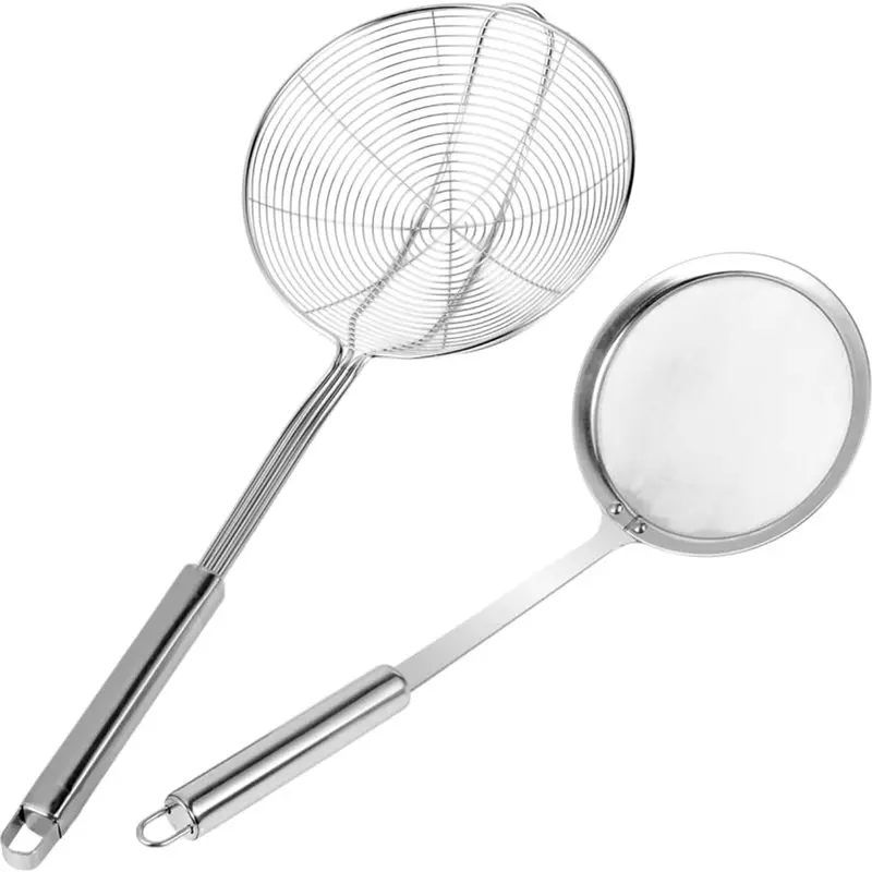ABMH-Spider Skimmer With Fine Mesh Strainer Set For Cooking And For Frying- Kitchen Food Strainer Featuring Long Handle
