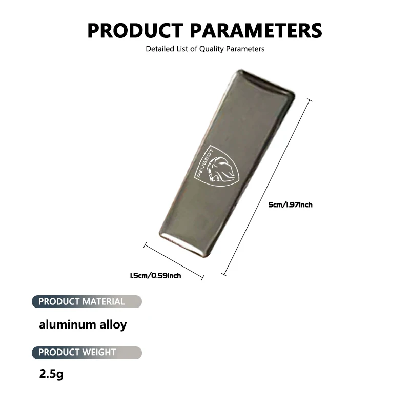 سبائك الألومنيوم شعار سيارة الجذع ملصق مائي شعار لاصقة تزيين اكسسوارات لبيجو 206 307 308 3008 207 208 407 508 2008 5008 #6