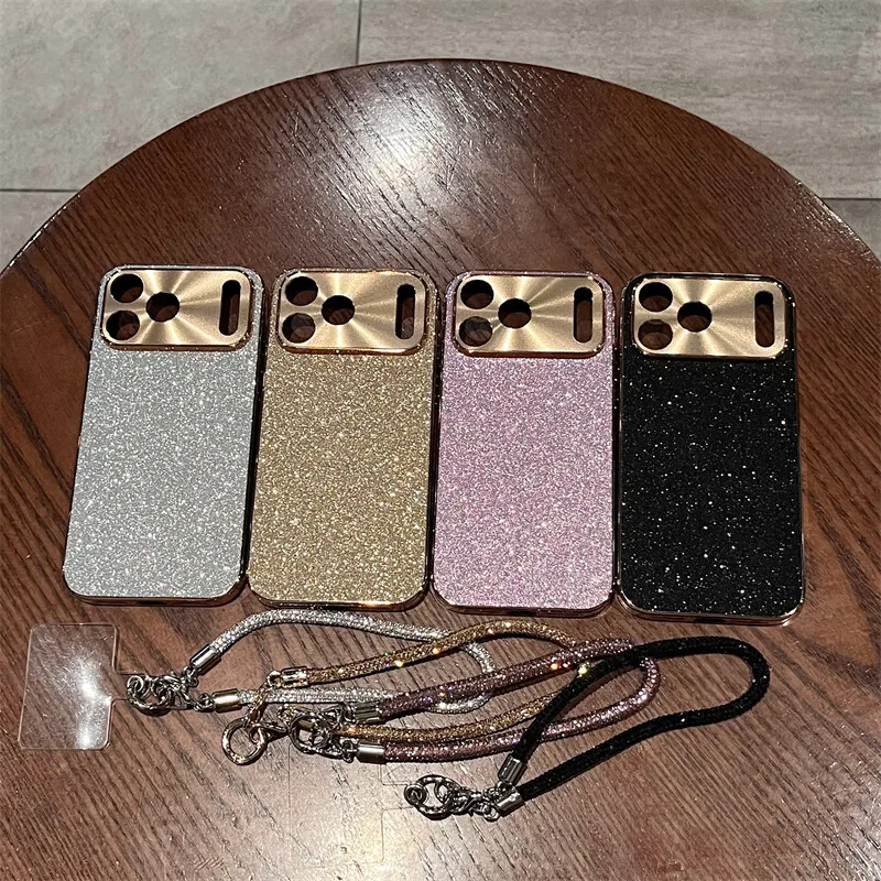 

ForApple 17pro phone case iPhone 17promax case 17Air matte glitter powder inlaid diamond bracelet electroplated protective cover