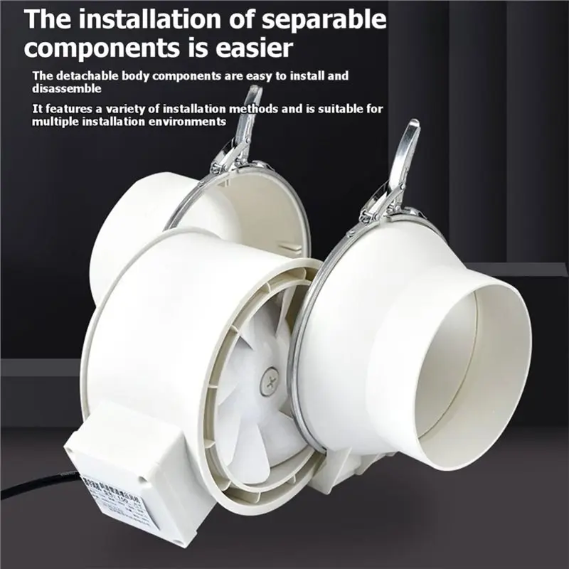 L65A-Round Duct 5Inch Exhaust Ventilation Fan Kitchen Extractor Fan Bathroom Fan EU Plug Household