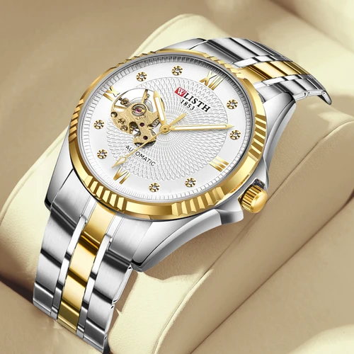 Reloj mecánico de lujo para hombre, reloj mecánico deportivo luminoso de acero inoxidable para negocios, reloj resistente al agua, reloj de regalo para hombre