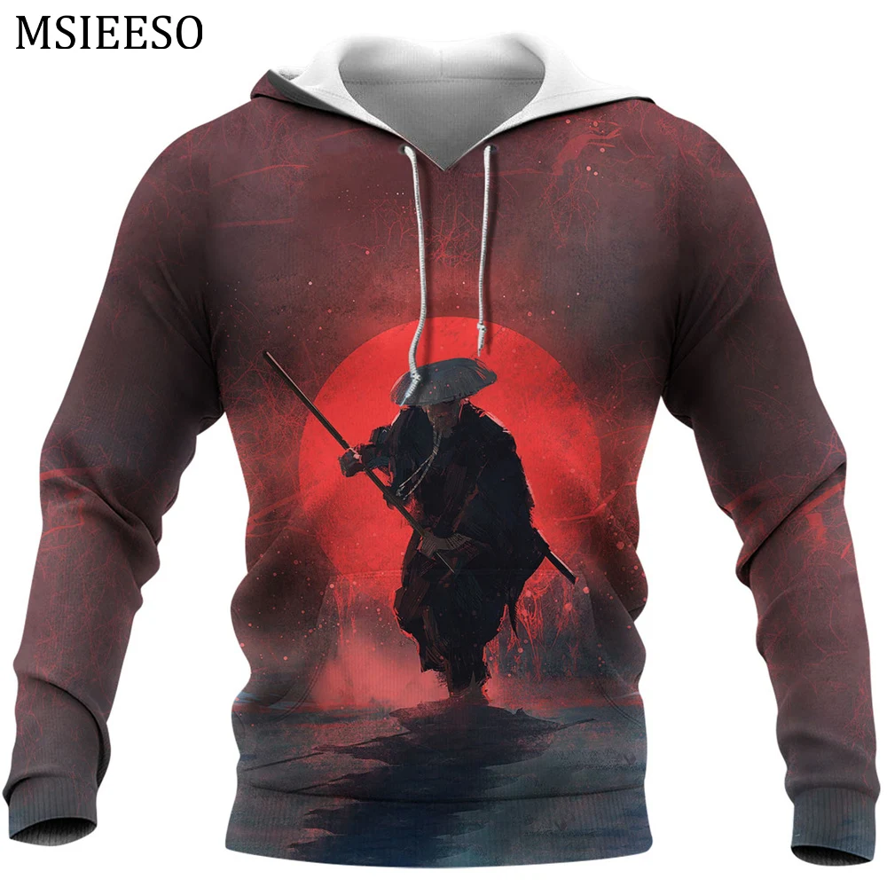 

MSIEESO Men Hoodie Japan Sakura Samurai 3D Graphics Print Women Pullover Hooded Sweatshirt Fashion Hooded Jacket Sudadera Hombre