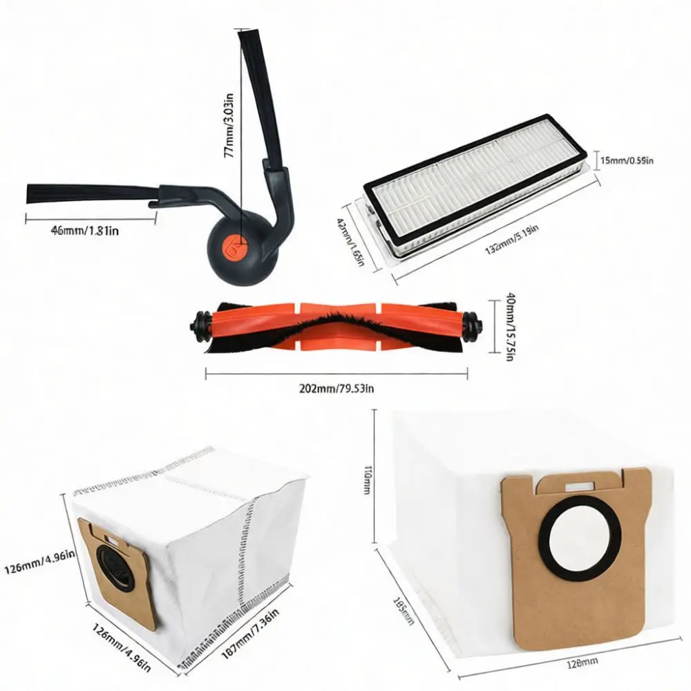 Replacement Consumables For Mijia 6 6 Pro 6 Max Robot Vacuum Main Roller Brush Side Brushes Filters Dust Bags Accessories