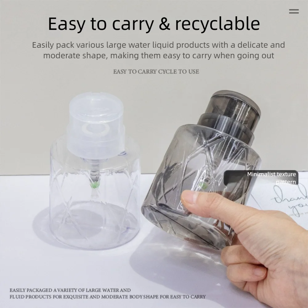 Botella recargable con cerradura, contenedor de plástico para quitar maquillaje a prueba de fugas, limpiador de manicura multiusos