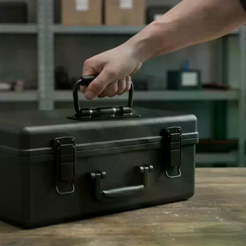 1Pcs Spring Handle Black Luggage Spring Handle Folding HandleTool Box Movable Ring Industrial Equipment Cabinet