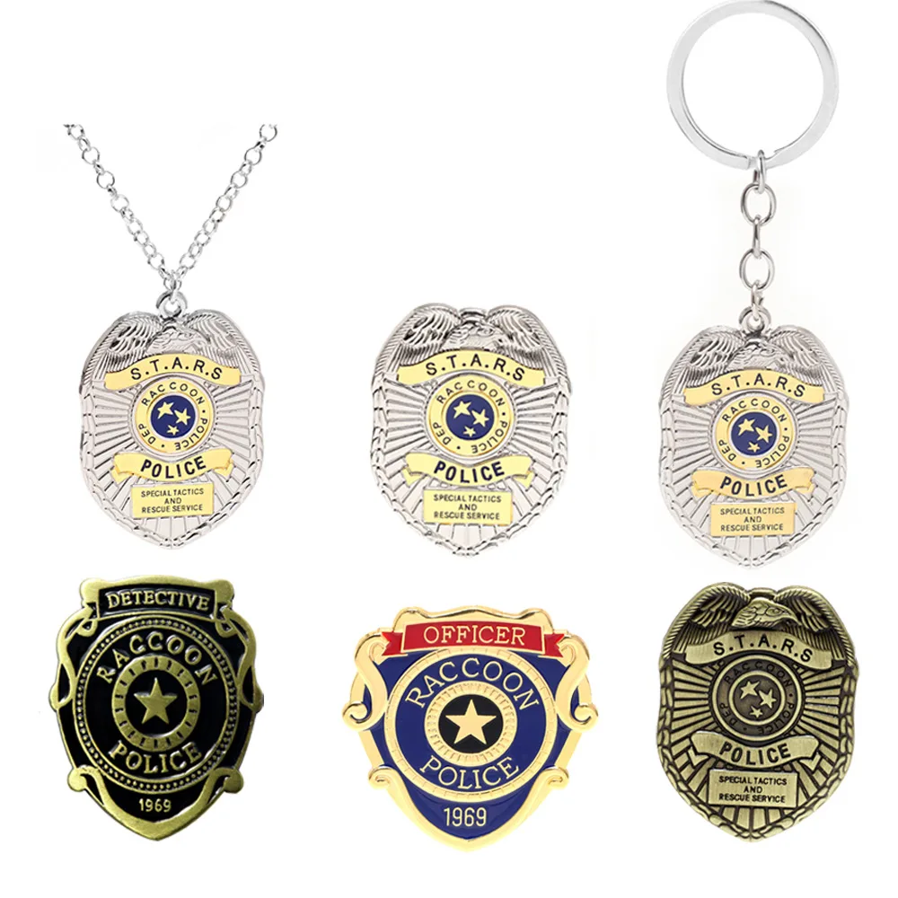 Collar con insignia de la película Resident Evil del Departamento de Policía de Raccoon, llavero metálico STARS para mujeres y hombres, accesorios para mochilas, regalos
