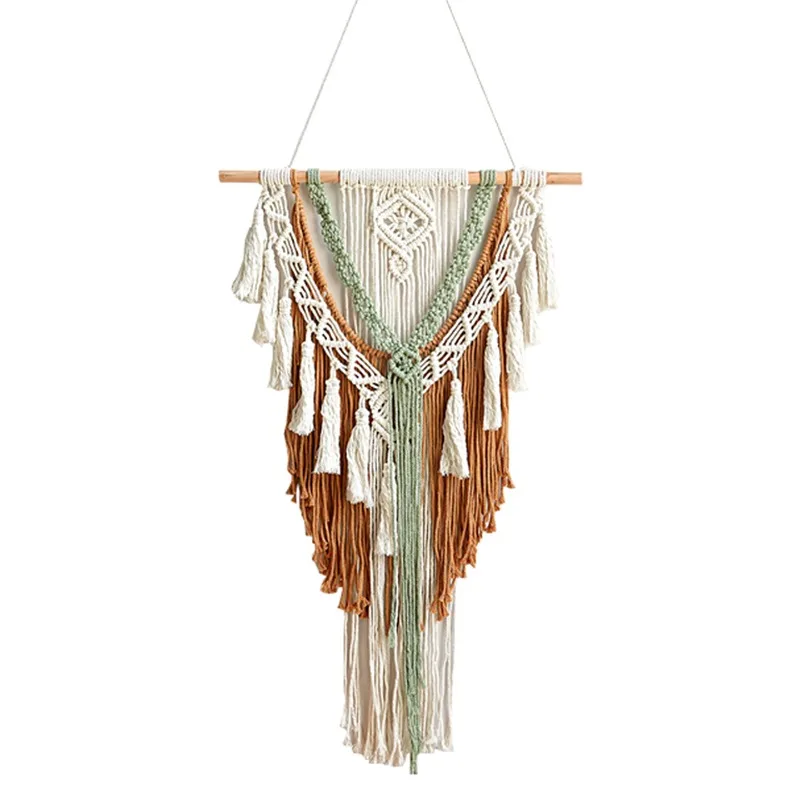 1 قطعة حكيم الأخضر البوهيمي المنسوجة يدويا نسيج خمر الشمال نمط الجدار الشنق النسيج الفن ديكور غرفة نوم قطعة المشهد حلية