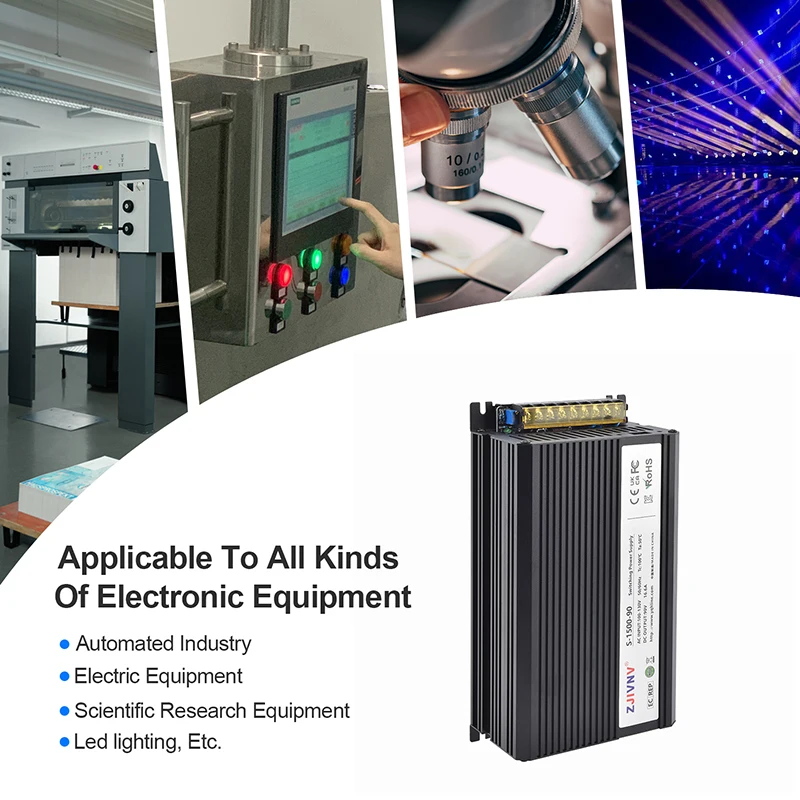 1500W Switching Power Supply AC to DC 13.8V 24V 36V 48V 60V 72V 80V Output Voltage Adjustable ±15% for Industrial Control System