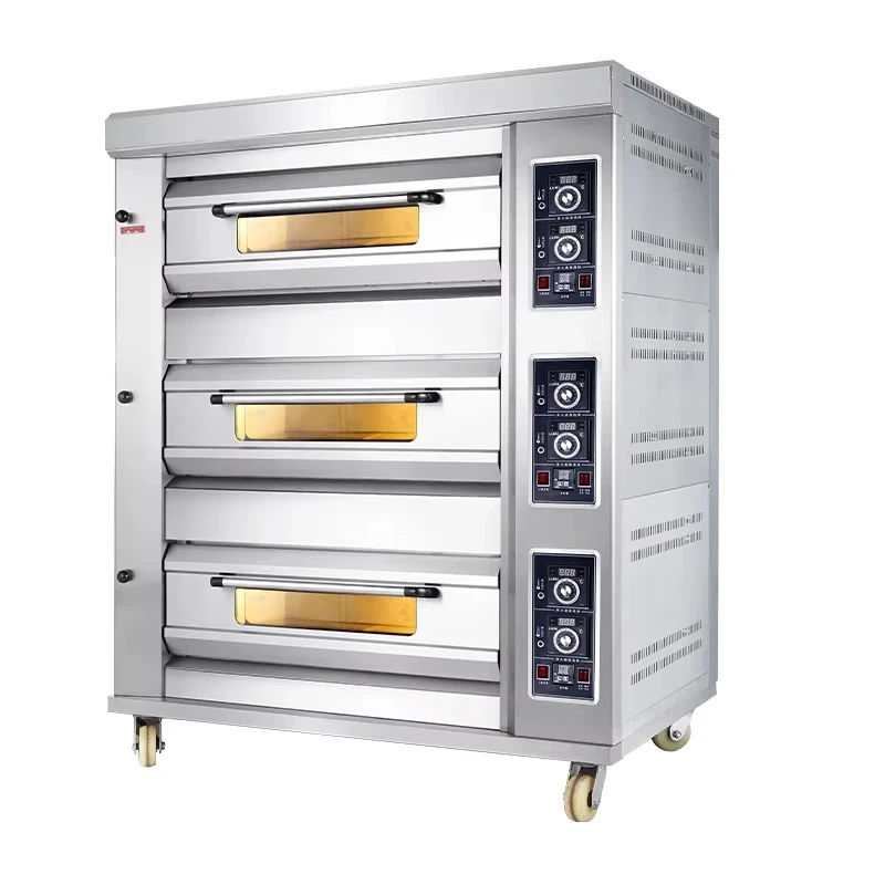 

Customized Automatic 3 Deck 6 Tray Commercial Big Gas Bakery Oven Cake Bread Oven Professional For Bakery Shop