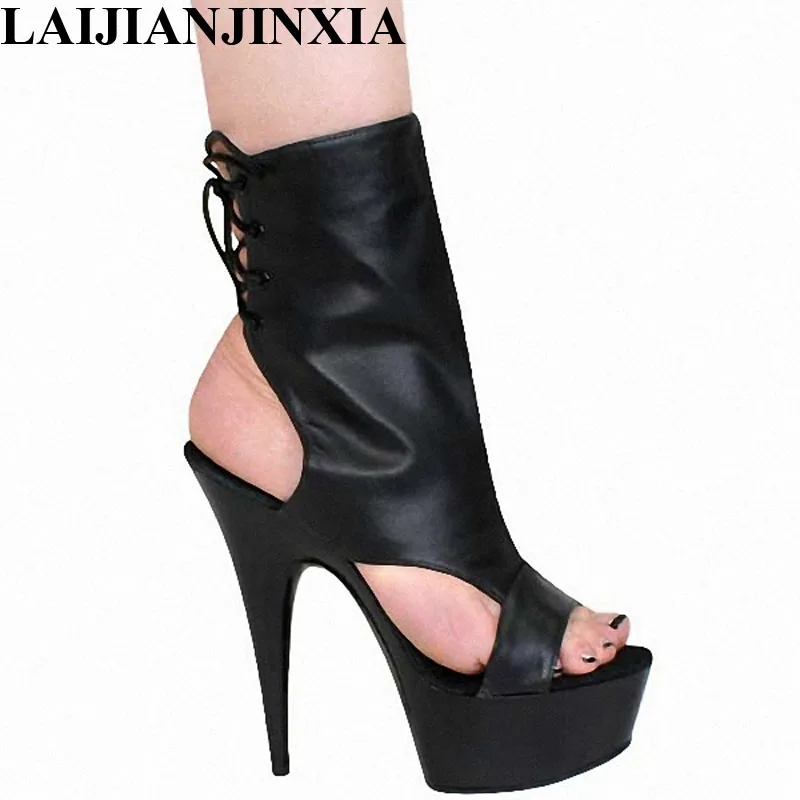 

New Fashion Women 15CM/6inches PU Upper Women Platform Sexy Modern Ankle Boots High Heels Pole Dance Shoes C-021