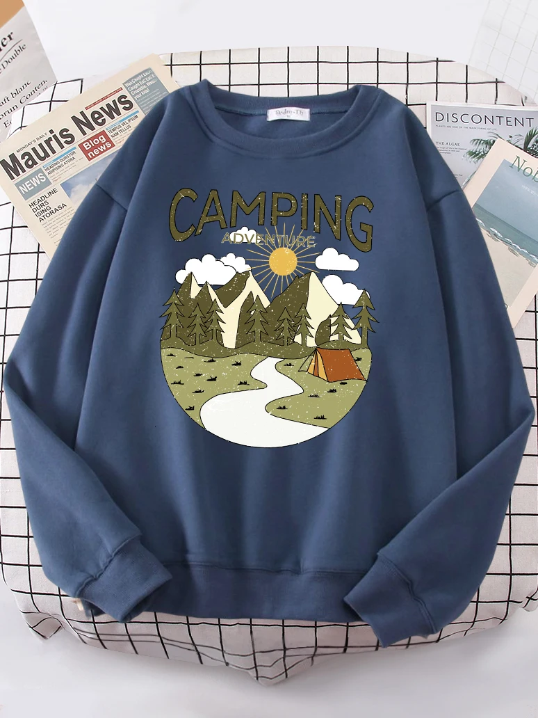 Camping By The Small River At The Foot Of The Mountain Hoodies Loose Brand Tops Fleece Women Sweatshirt Soft Casual Girl Hoodie