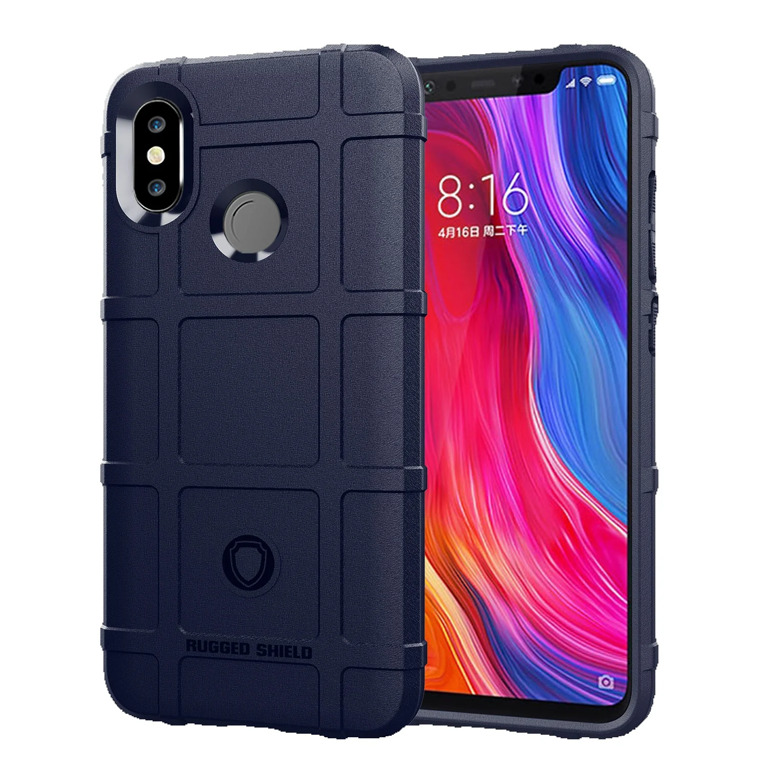 Shield Shockproof Case Xiaomi Mi8 Lite Anti-Slip Grid Silicone Cover For 8se Mi 8 Mi 8lite Armor Rubber Back Cases