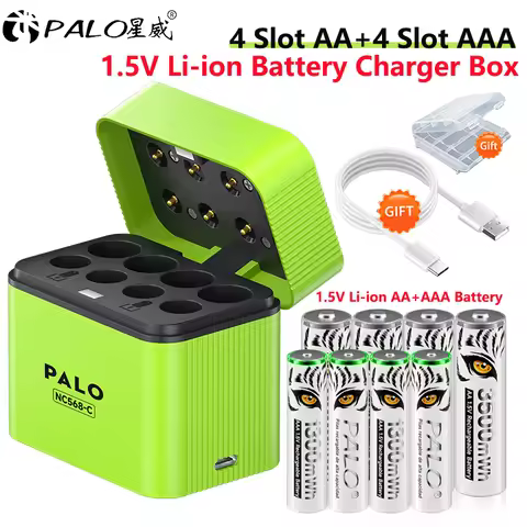 1.5V AA+AAA Li-ion Rechargeable Battery Long-Lasting Lithium 2A 3A Batteries For Toys Remote Control+8 Slots Smart Charging Box