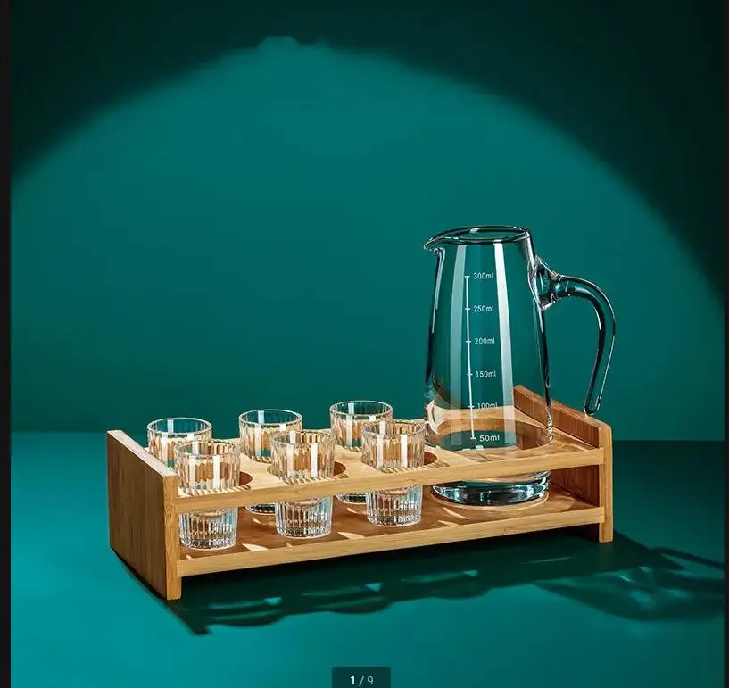 

White Wine Glass Dispenser Set with Wooden Cup Holder Sets Shot Flagon Spirit Hip Flasks Bar Drinkware