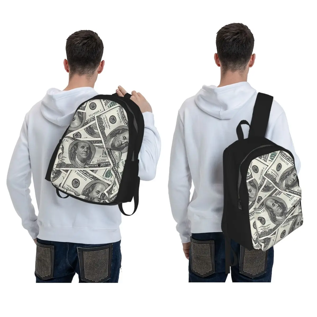Rich Money Novelty Dollars Backpack Boys Girls BookBag Children School Bag Laptop Shoulder Bags for Men Women