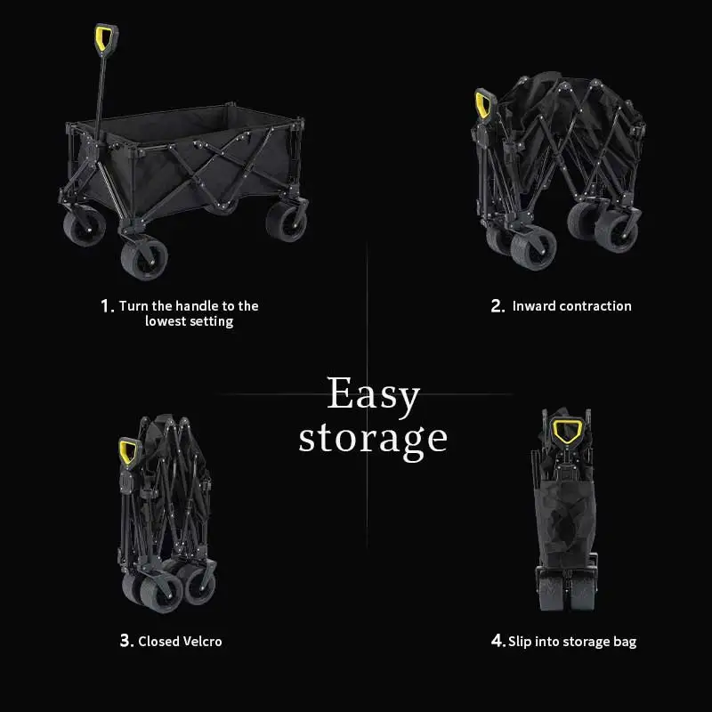Collapsible Heavy Duty Hand Trolley ,Folding Utility Car Wagon Portable Camping Wagon Carts  with Wheels